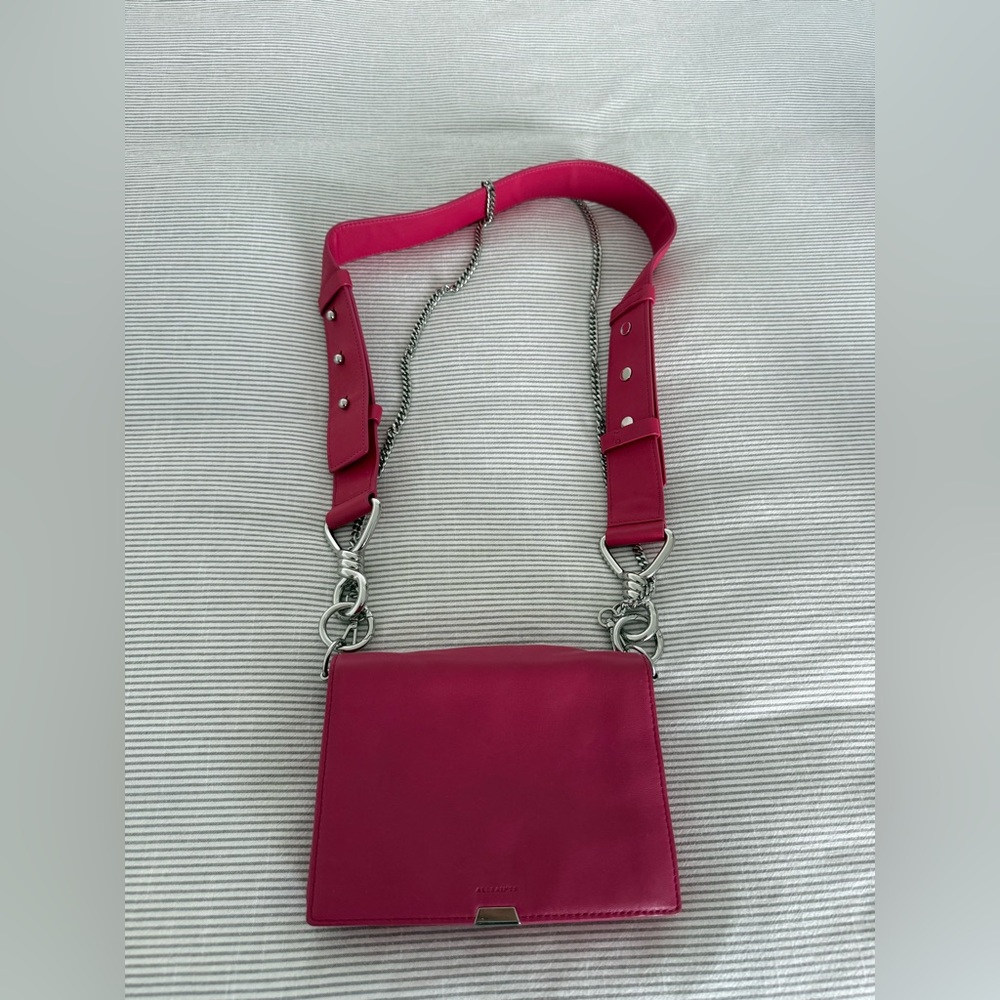 All Saints Pink Leather Crossbody bag